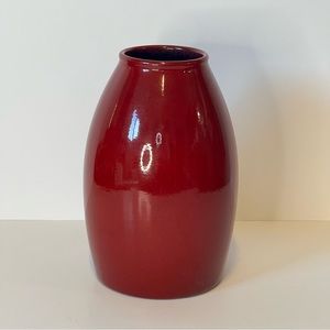 Vintage Scheurich Pottery Abstract Ceramis Vase 7.5" West Germany Oxblood Red.